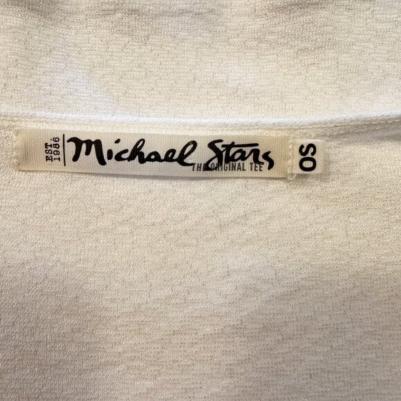 Michael Stars V-Neck Top Womens Size OS White Shimmer 3/4 Sleeves - Picture 4 of 5
